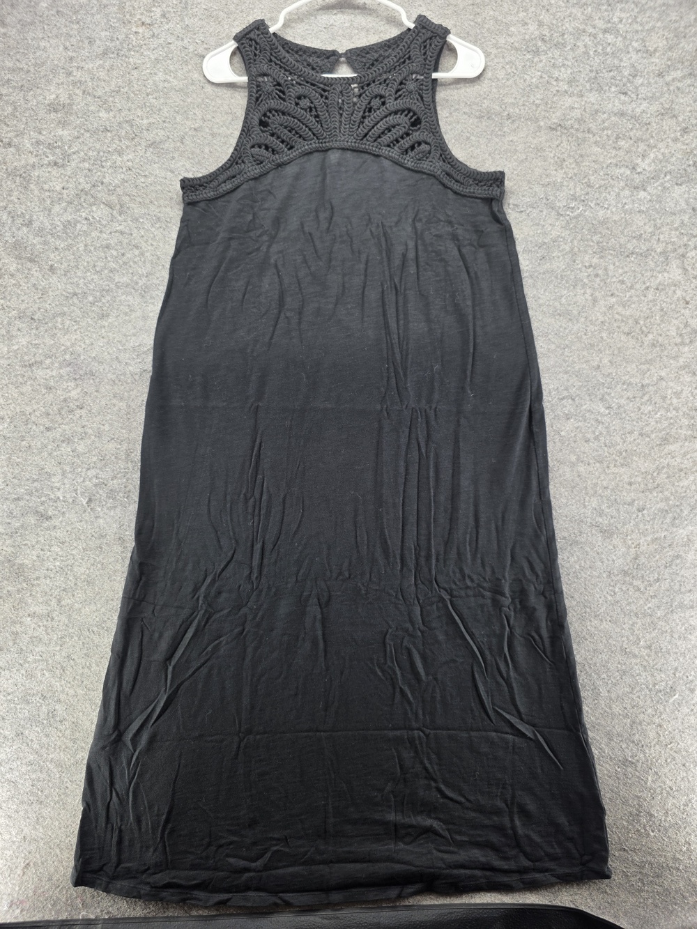 J. Jill Dress Womens M Black Maxi Tank Sleeveless High Neck Crochet Jersey